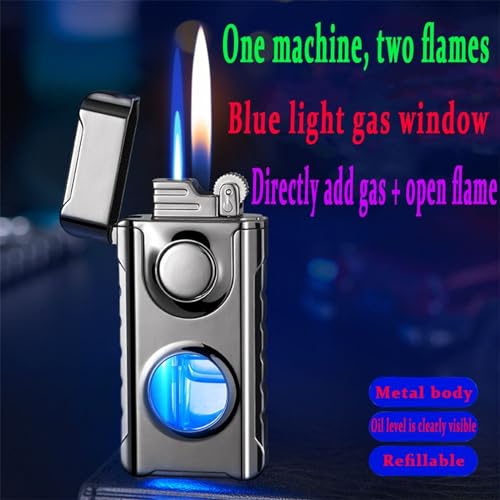 Encendedor Jet Dual Flame a prueba de viento plateado miniatura 2