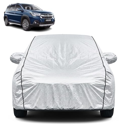 Image of Waterproof Car Cover for Maruti Suzuki Nexa XL6 | Dustproof, UV Resistant & Scratch Protection | Soft Cotton Lining | Triple Stitched | Mirror Pockets & Elastic Fit | Silver
