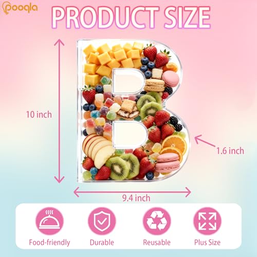 Image of Pooqla 10 inch Acrylic Letter Charcuterie Tray Birthday Party Fillable Box B