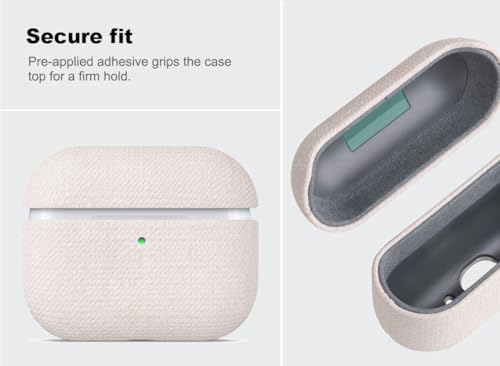 Image of Haobobro Handmade Case - for AirPods Pro 3 Case Cover - Selected Skin-Friendly Vegan Leather, Woolen Fabric Cloth Style, Drop Protective Hard Cover for AirPods Pro 3rd Generation Earbuds - White