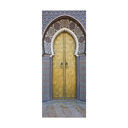 3D Etiqueta de Puerta Autoadhesiva Extraíble, PVC Vinilos Decorativos para Puerta Pared Cocina Sala de Baño, 77X200cm Cover