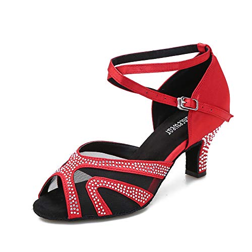 Image of TTdancewear Rhinestones Ballroom Dance Shoes Women Latin Salsa Bachata Performance Dance Shoes Suede Sole