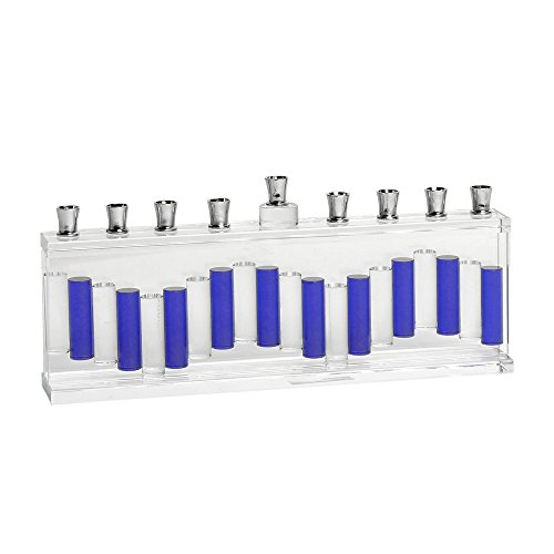 Israel Giftware Designs Fused Glass Menorah with Blue Accents