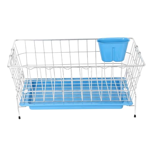 Image of Cutting EDGE Medium Stainless Steel Dish Drainer Basket with Holder Rust-Proof Kitchen Rack for Drying Plates Bowls Glasses & Steel Utensils Space-Saving Organizer for Sink (55.4 x 46 x 19.8 cm)