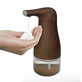 日本語説明書 国内メーカー保証付き 木目調 dadaz ノータッチ式泡タイプハンドソープディスペンサー 自動ソープディスペンサー泡タイプ 250ml 漏れ防止 電池式 残量確認可 液体ソープボトル キッチン 台所 洗面所用 自動センサー 触れずに清潔 自動で泡出てくる 市販詰め替え式液体ソープ使える おしゃれ