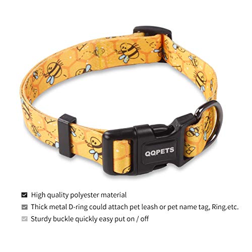 Dog Collar Harness Leash Set and Basic Collar, Adjustable Vest Harness Back Clip Heavy Duty 5FT Anti-Twist Leash for Extra Small Medium Large Breed Training Easy Walk Running Hiking (Yellow Bee, XS)