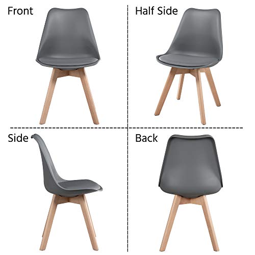 Yaheetech Dining Chairs Dsw Chair Accent Chair Shell Pu Side Chair With Beech Wood Legs Modern Mid Century Eiffel Inspired Chair Upholstered Dining Room Living Room Bedroom Kitchen Dark Gray, 4Pcs #TOP7