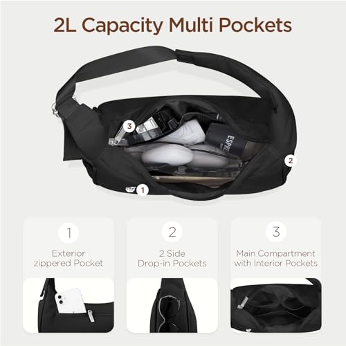 Babysun Mini Shoulder Bag Women Nylon Crescent Bag 2L Underarm Shoulder Purse Women's Shoulder Handbags Small Tote Bag Black — view 5