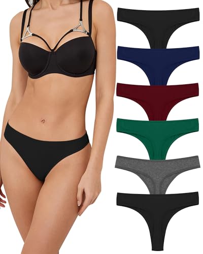 Libella String Tanga Coton Femme Culotte Femme Sexy Chic Taille Basse sous-vêtements Feminin Invisible Lot de 6 Multicolore XL