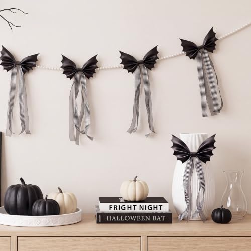 Halloween Spooky Gothic Black Bat Bow Garland, 6.5 Ft - image 6