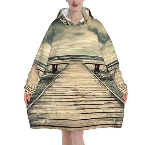 Couverture à capuche en flanelle jetée côtière et pull géant à manches