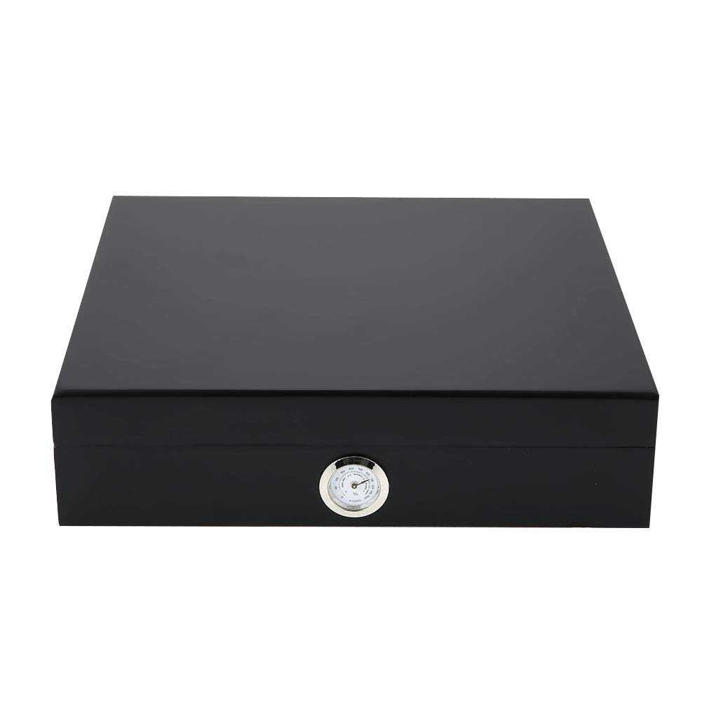 ViaGasaFamido Mini Portable Cigar Humidor Vintage Wooden Box for Cigars Storage Case Black with Elegant Humidification Control