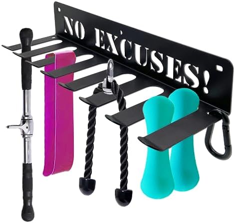 Home Gym Accessories Organization Storage Rack, Gym Equipment Storage For Home Gym, 8 Hook Workout Rack, Wall Gym Decor Hanger For Gear Barbells Resistance Bands Jump Ropes Lifting Belt
