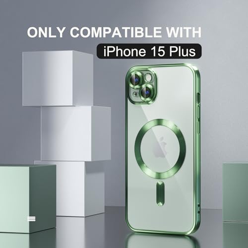 Image of Misea Magnetic for iPhone 15 Plus Case Compatible with MagSafe Green