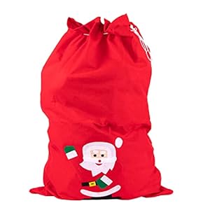 Idena 8580196 Sac de Noël, avec motif de Père Noël, rouge, 90 x 60 cm, en feutre, idéal comme cadeau