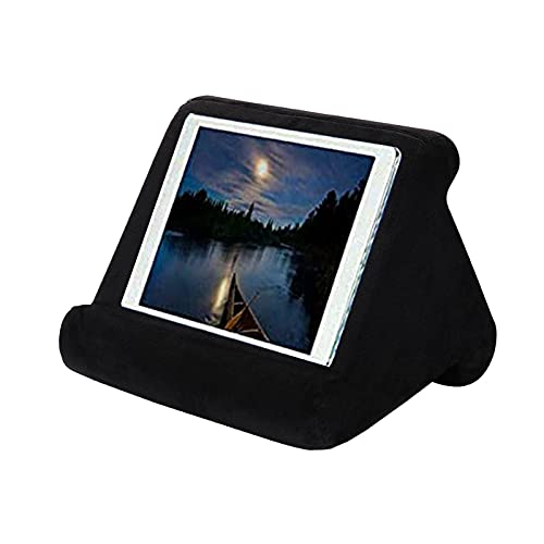 Storage Cubby Adjustable Angle Soft Pillow Lap Stand for All Tablets, E-Readers, Smartphones, Books, Magazines (Black)