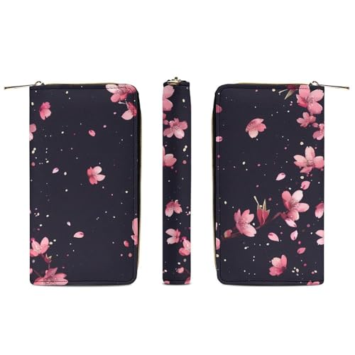 Cherry Flowers Wristlet Wallets for Men Women Leather Purse Clutch Cute Card Holder3
