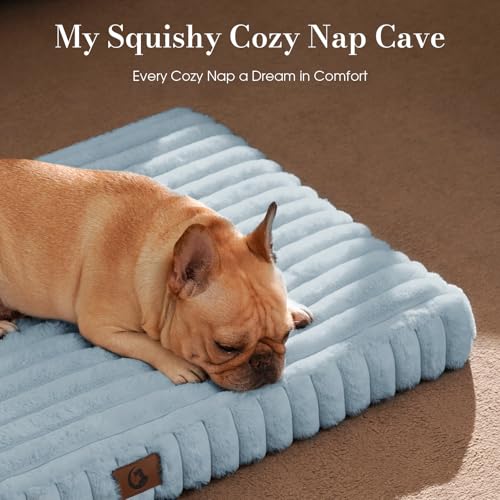 Image of Extra Large Dog Bed for Crate, Orthopedic Dog Bed with Waterproof Lining, Soft Short Plush Surface & Egg Crate Foam, Machine Washable Pet Bed with Removable Cover & Anti Slip Bottom
