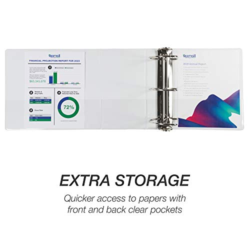 Samsill 16427 Titan Extra Large 6 Inch 3 Ring View Binder - Non-Stick Customizable Clear View Cover - Locking D-Ring - Holds Over 1250 Sheets - White #TOP4