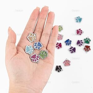 AUEAR, Animal Dog Cat Paw Print Charms Pendants Crystal Beads Glitter Footprint Snap Button for DIY Necklace Bracelet Jewelry Making