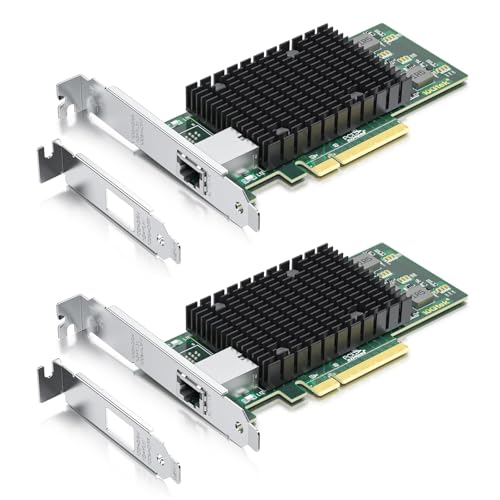Image of 10Gtek 10Gb PCI-E NIC Network Card, Single Copper RJ45 Port, with Intel X540-BT1 Controller, PCI Express Ethernet LAN Adapter Support Windows Server /Windows /Linux /ESX, Compare to Intel X540-T1, 2-Pack