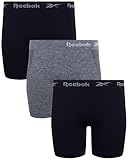 Reebok Women's Boy Shorts Underwear - 3 Pack Seamless Long Leg Boyshorts Panties for Women (S-3X, available in Plus Size), Size Medium, Black/Charcoal Melange/Black
