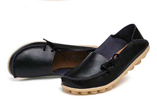 22 Colors Vintage Women Casual Shoes Genuine Leather Shoes Candy Color Flat Shoes Soft Comfortable Breathable Shoes Black4
