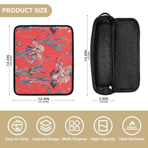 Art Iris Red 2-in-1 Curling Iron Travel Case with Iron Mat Portable Hair Styling Tool Organizer for Flat Iron Hot Tools and Haircare Accessories Women Essentials Storage miniatura 4