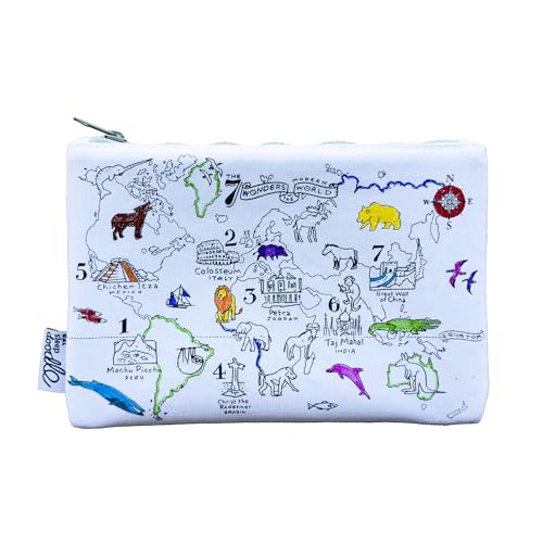 Image of eatsleepdoodle DIY Coloring World Map Pencil Case for Kids with 10pcs Washable Markers, Reusable Art Supply Organizer, Fun Arts & Crafts Activity for Boys & Girls, Creative Gift Idea for Ages
