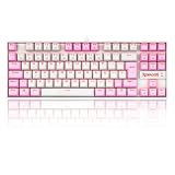 TECLADO MECANICO GAMER SINGLE COLOR REDRAGON KUMARA BRANCO E ROSA COM SWITCH AZUL