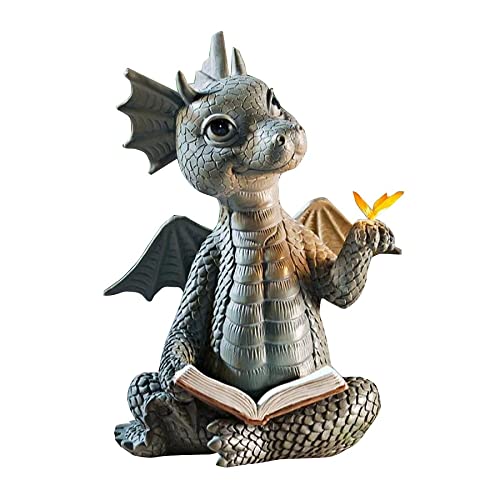 HLTAO Figurine de jardin dragon en polyrésine - Décoration de jardin - Décoration de jardin - Cadeau pour la maison, l'intérieur et l'extérieur - Décoration printanière (D) Cover