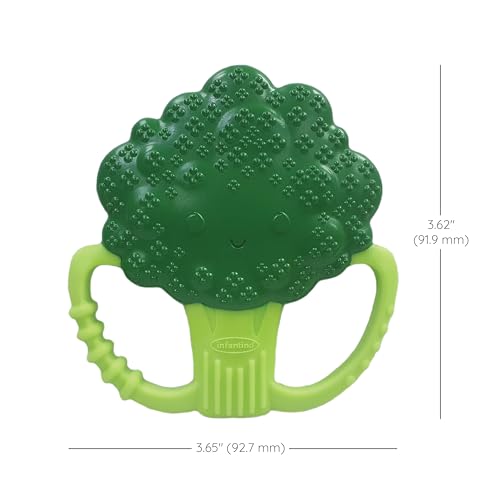 Image of Infantino Lil' Nibbles Textured Silicone Teether, BPA-Free Baby Teething Toy, Soft, Easy to Hold, Sensory Stimulation for Infants, Broccoli