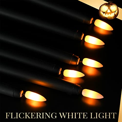 Image of Macarrie 24 Packs Flameless Taper Candles Battery Operated Fake 11 Inch Long Candlelight LED Flameless Candlesticks Flickering Tapered for Summer Fall Wedding(Black)