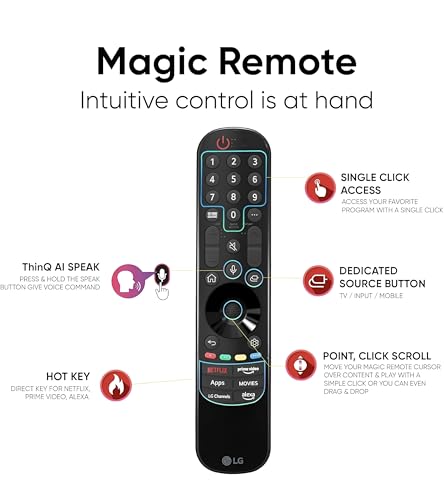 Image of Remote Compatible with LG Magic tv Replacement of Original Remote Control MR21GA MR22GA Voice Command and Mouse Scroll Feature Supported by All Models of LG Magic tv