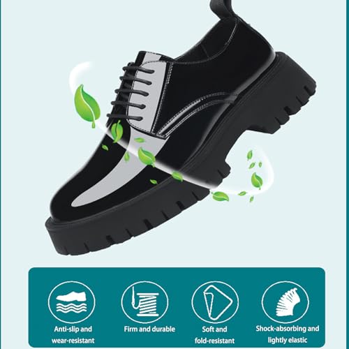 Men's Patent Leather Chunky Platform Retro Oxford Shoes Classic Round Toe Lug Sole Non-Slip Height-Enhancing Lace-Up Business Work Wedding Formal Shoes2