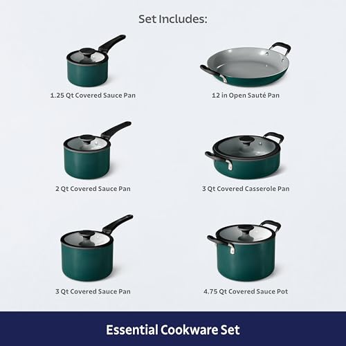 Image of Tramontina Ceramic Non Stick 11-Piece Nesting Pots and Pans Set - Teal