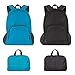 SourceTon Confezione da 2 zaini leggeri e pieghevoli, resistenti all'acqua, da viaggio, escursionismo, 20 litri (nero e blu), per campeggio, viaggi, ciclismo