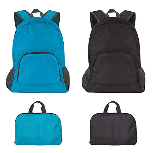Mochila plegable ligera pack x2 negro y azul 20L miniatura 1