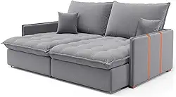 Sofá Retrátil Sem Caixa 3 lugares Solomons Linho Cinza 180 cm