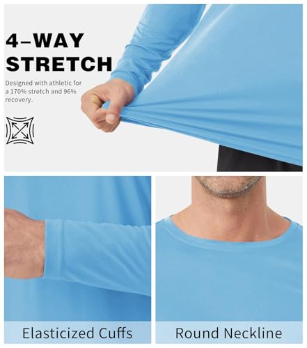 Image of Mens Tall Rash Guard Long Sleeve T Shirts-UPF 50+ Sun Protection Swim Tee