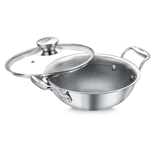 Image of Prestige TRIPLY HexaMagic Kadai 28cm 4.0L| Durable Honeycomb Non-Stick Structure | Low Oil Consumption | Metal Spoon Friendly | Gas & Induction Compatible | 15Y Product & 3Y Coating Warranty| ISI