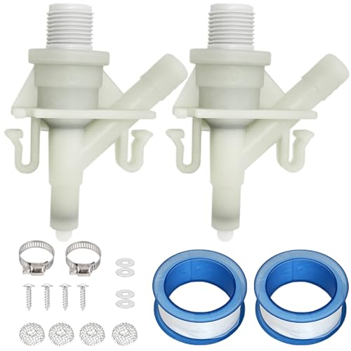 Image of 2 Pack RV Toilet Water Valve Kit 385311641 for Sealand Dometic 300, 301, 310, 311, 320, 321, Upgraded Replacement Repair Parts Accessories for Camper Trailer RV Pedal-Flush Toilet, with 2 x Seal Tapes