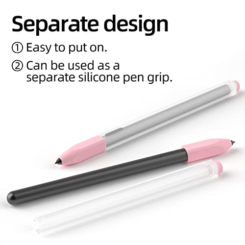 Image of Compatible with Samsung Galaxy Tab S7 /S7+ /S7 FE /S8 /S8+ /S8 Ultra /S9 /S9+ /S9 Ultra Pencil Case S Pen Case, Silicone Translucent Non-Slip Cover. (Pink)