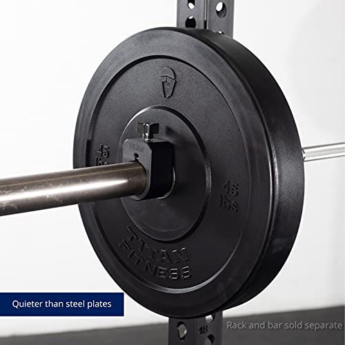Titan Fitness Single 45 Lb Black Economy Olympic Bumper Plate, Rubber With Steel Insert #TOP5