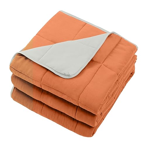 Image of Weighted Blanket for Adults 20lbs, 48 inchx72 inch Twin Size Cooling Heavy Blanket for 130-220lbs with Premium Glass Beads, Soft Thick Big Blankets for All-Season Sleeping Comfort Breathable, Orange