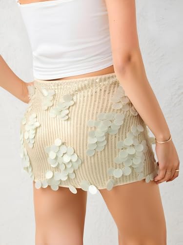 Women's Sequin Mini Skirt Y2k Glitter Low Rise Bodycon Party Club Skirts2