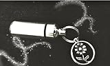 Pasco Specialty Products Engraved Cremation Urn Keychain Keepsake with Silver Flower Circle - Includes Velvet Pouch & Fill Kit