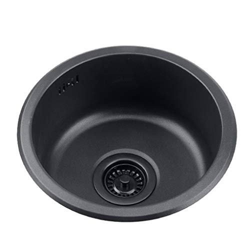 Preisvergleich Produktbild Schwarzes Rundes Waschbecken Küchenrenovierungsbecken Rundes Einzelwaschbecken Kleines Waschbecken Rundes Waschbecken Für Badezimmer Gemüse Und Geschirrspülbecken Waschen 1 Becken