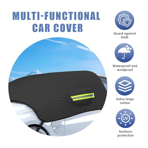 Image of Yourkar Car Windshield Cover for Snow and Ice, Magnetic Windscreen Snow Covers with Side Mirror Cover, Universal Windproof Cover for Automotive Windshield, Car Accessories (Black)