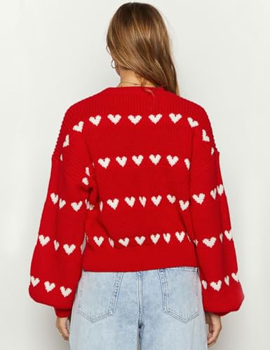 Image of Yimoon Valentine Heart Sweater for Women Cute Long Sleeve Crewneck Chunky Knitted Pullover Sweaters